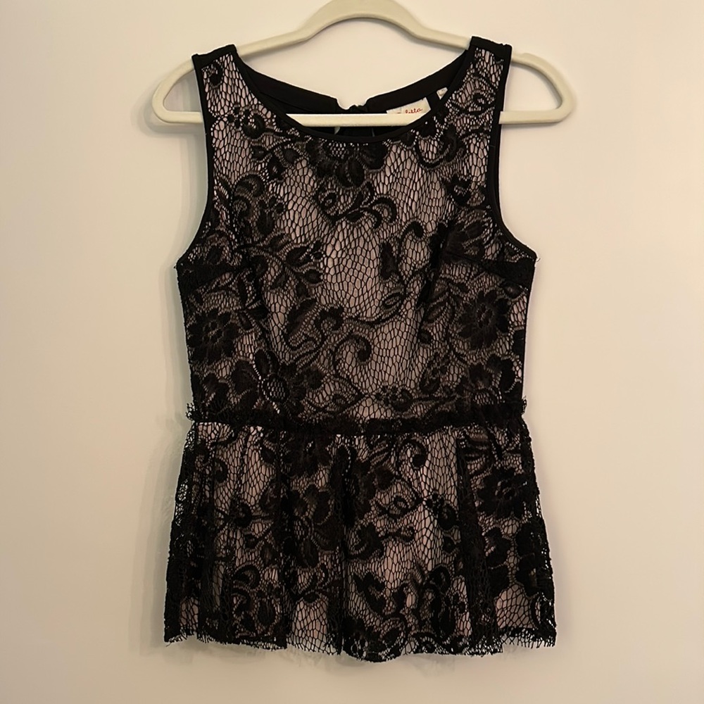 Anthropologie Deletta Black Lace Blouse